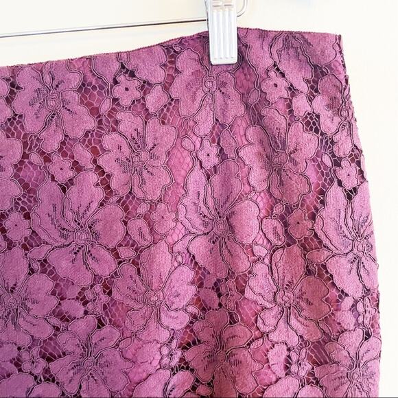 NEW Ann Taylor Factory Floral Lace Overlay Pencil Skirt Merlot 14 - Picture 2 of 14